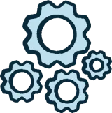 Ineinandergreifende Zahnräder als Symbol für Webentwicklung und Performance
