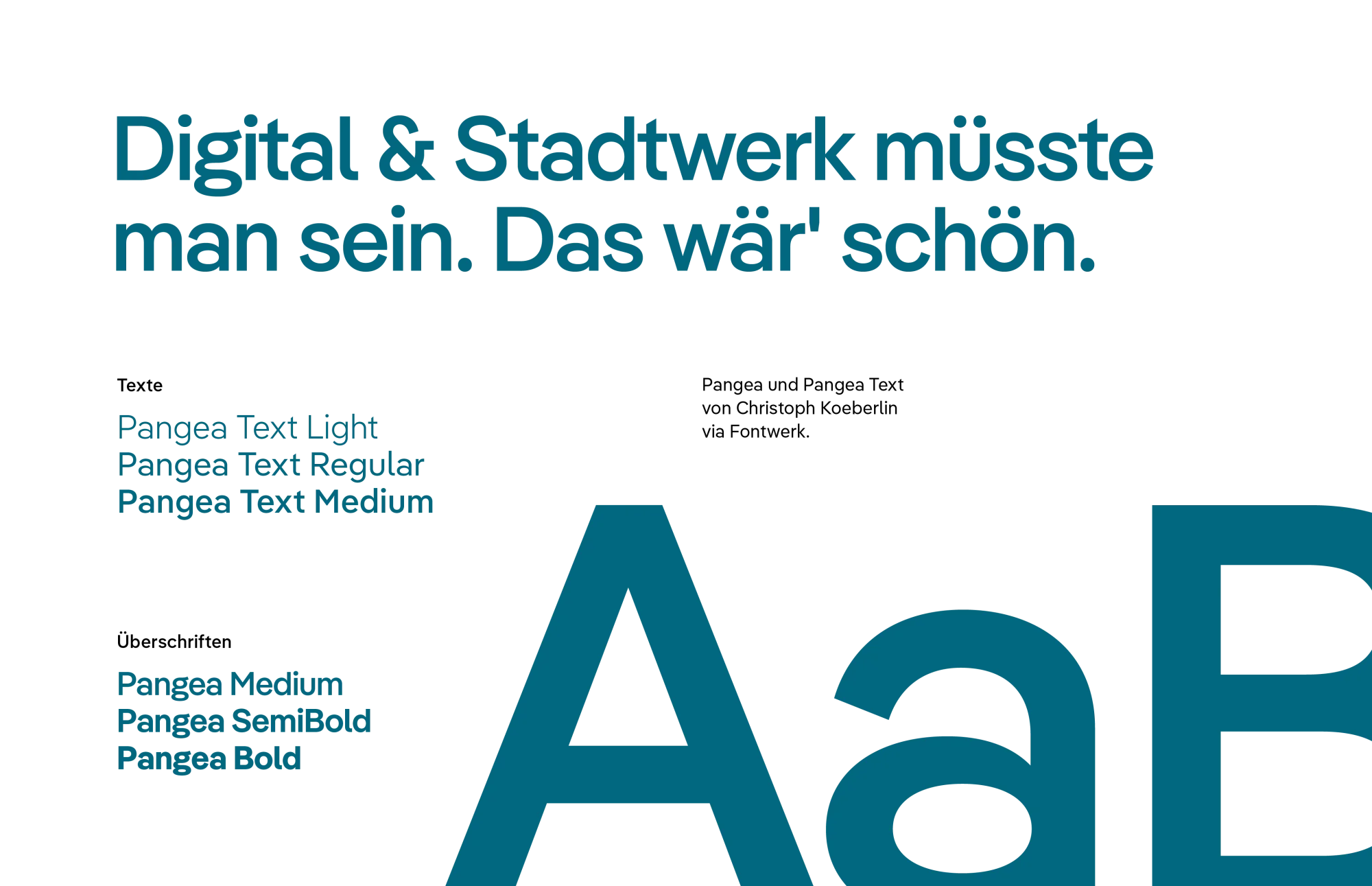 Typografie der Marke KMH mit den Schriftschnitten von Pangea Text und Pangea